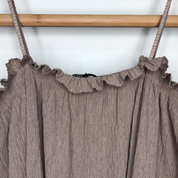 SOLD NWOT Zara Khaki Beige Textured Cami Top Size M - Picture 4 of 11